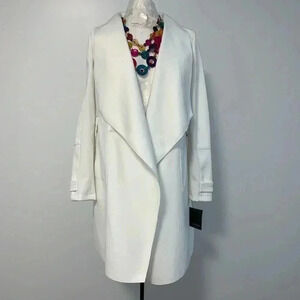 Andrew Marc Faux Leather & Knit Drape Front Jacket​​